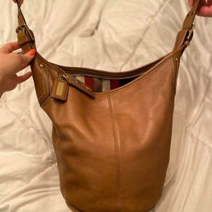 Coach Vintage 90s British Tan Leather Duffle Sac Bucket Bag